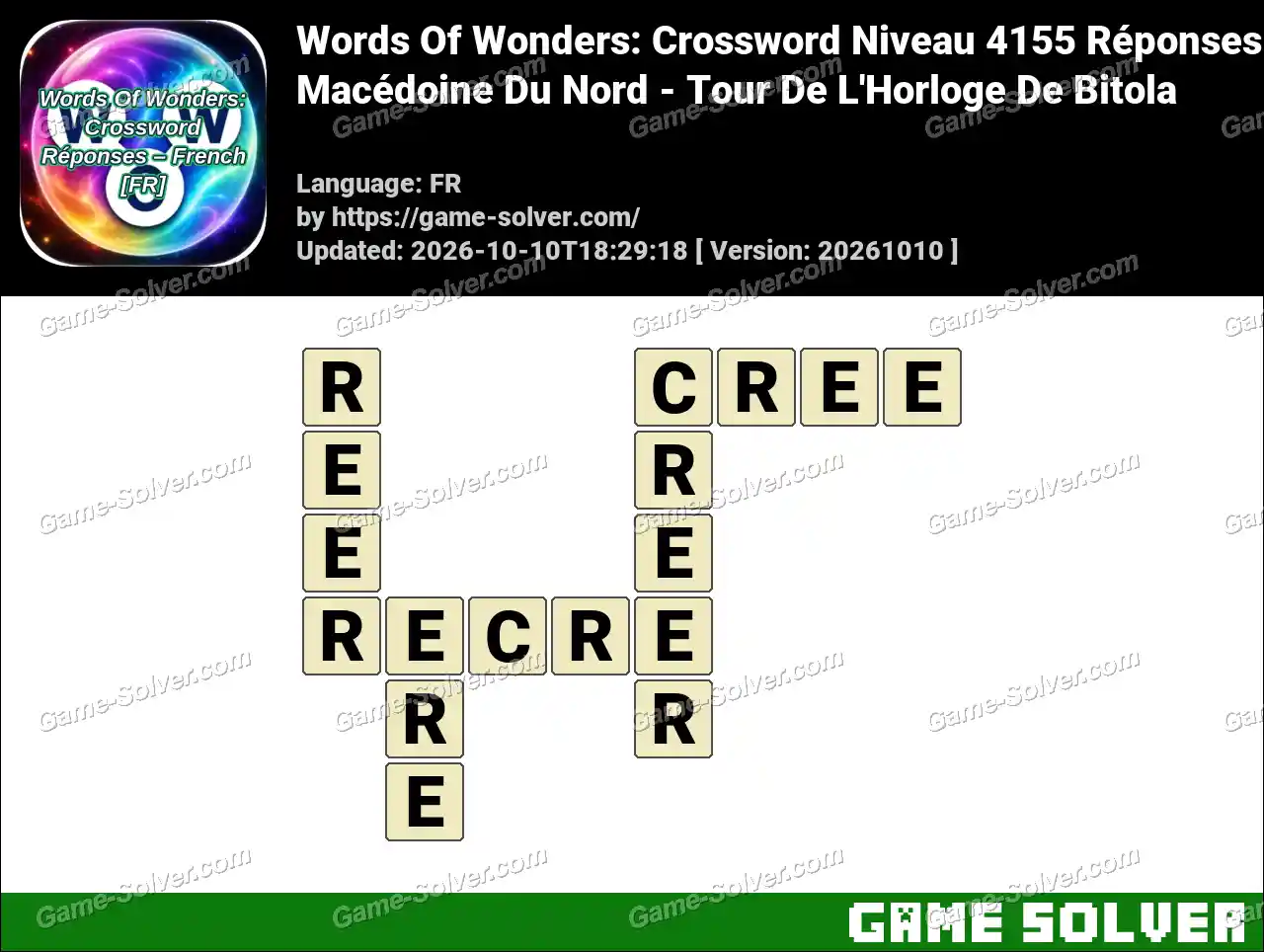 Words Of Wonders: Crossword Niveau 4155 Réponses – Macédoine Du Nord – Tour De L’Horloge De Bitola